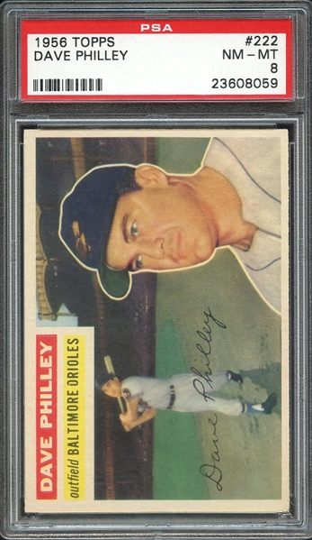 1956 TOPPS 222 DAVE PHILLEY PSA NM-MT 8