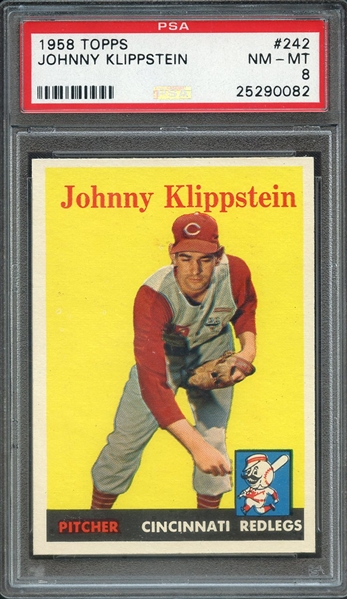 1958 TOPPS 242 JOHNNY KLIPPSTEIN PSA NM-MT 8