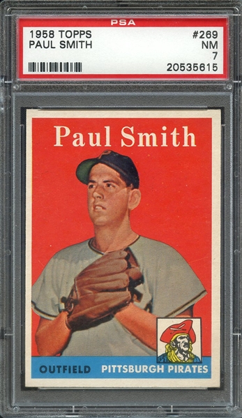 1958 TOPPS 269 PAUL SMITH PSA NM 7