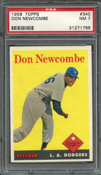 1958 TOPPS 340 DON NEWCOMBE PSA NM 7