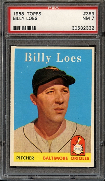 1958 TOPPS 359 BILLY LOES PSA NM 7