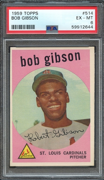 1959 TOPPS 514 BOB GIBSON PSA EX-MT 6