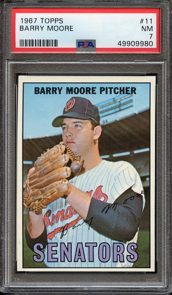 1967 TOPPS 11 BARRY MOORE PSA NM 7