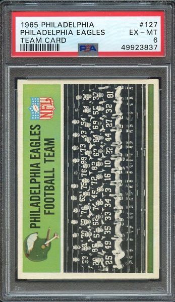 1965 PHILADELPHIA 127 PHILADELPHIA EAGLES TEAM CARD PSA EX-MT 6