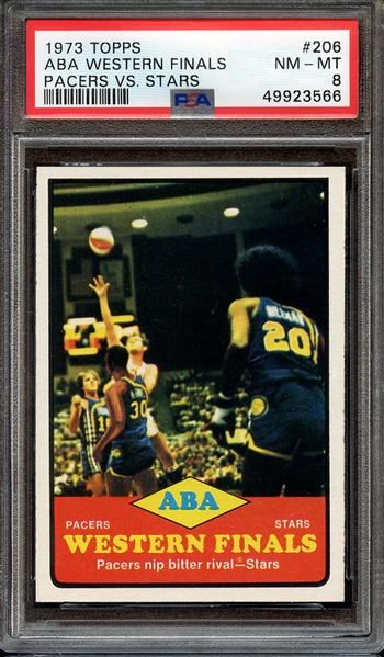 1973 TOPPS 206 ABA WESTERN FINALS PACERS VS. STARS PSA NM-MT 8