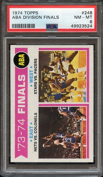 1974 TOPPS 248 ABA DIVISION FINALS PSA NM-MT 8