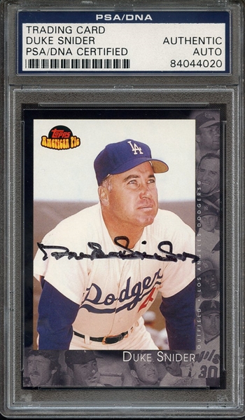 2001 TOPPS AMERICAN PIE DUKE SNIDER SIGNED CARD PSA/DNA AUTHENTIC