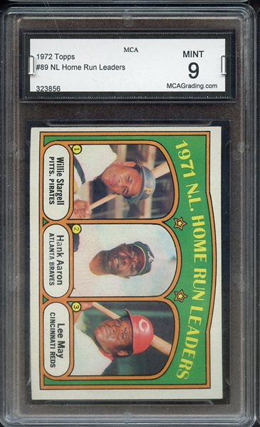 1972 TOPPS 89 NL HOME RUN LEADERS W.STARGELL/H.AARON/L.MAY CMA 9