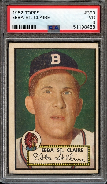 1952 TOPPS 393 EBBA ST. CLAIRE PSA VG 3