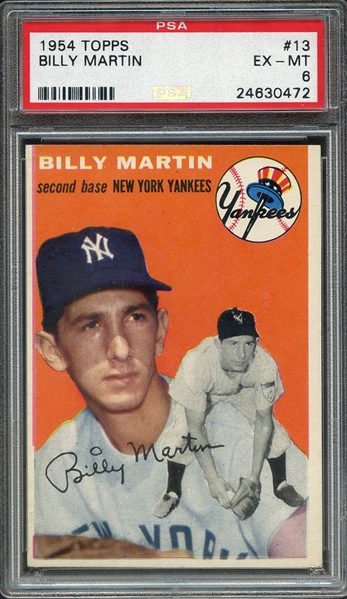 1954 TOPPS 13 BILLY MARTIN PSA EX-MT 6