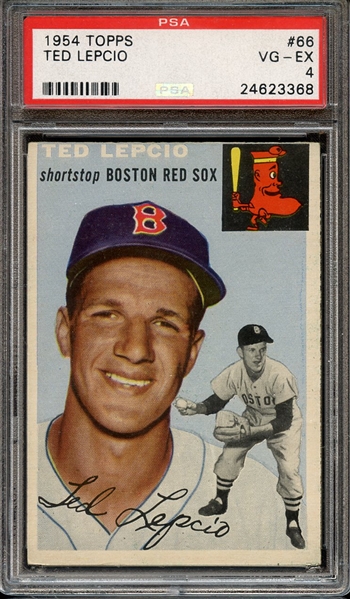 1954 TOPPS 66 TED LEPCIO PSA VG-EX 4