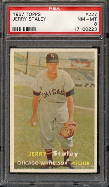1957 TOPPS 227 JERRY STALEY PSA NM-MT 8