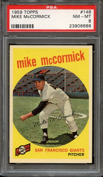 1959 TOPPS 148 MIKE McCORMICK PSA NM-MT 8