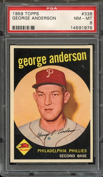 1959 TOPPS 338 GEORGE ANDERSON PSA NM-MT 8