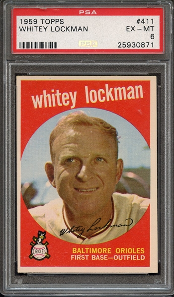 1959 TOPPS 411 WHITEY LOCKMAN PSA EX-MT 6