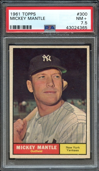 1961 TOPPS 300 MICKEY MANTLE PSA NM+ 7.5