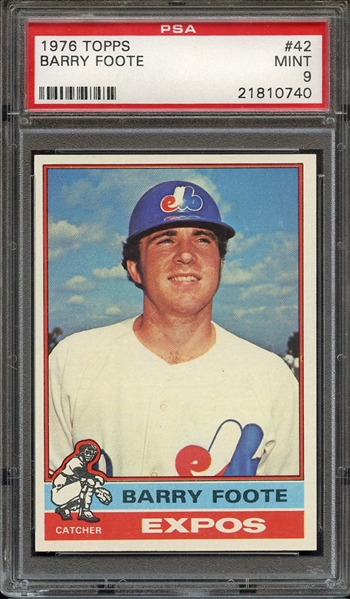 1976 TOPPS 42 BARRY FOOTE PSA MINT 9