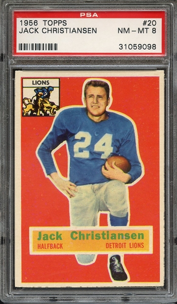 1956 TOPPS 20 JACK CHRISTIANSEN PSA NM-MT 8