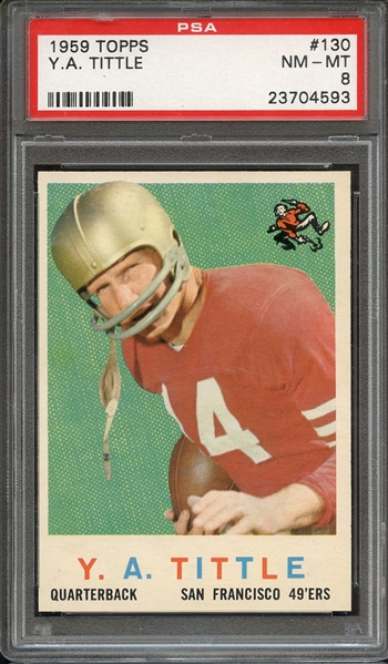 1959 TOPPS 130 Y.A. TITTLE PSA NM-MT 8