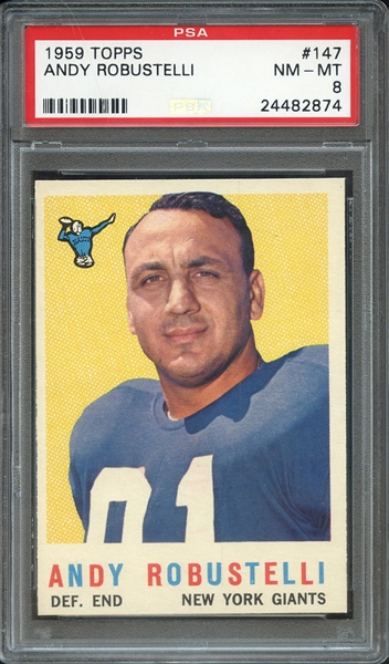 1959 TOPPS 147 ANDY ROBUSTELLI PSA NM-MT 8