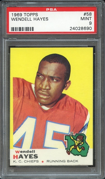 1969 TOPPS 58 WENDELL HAYES PSA MINT 9