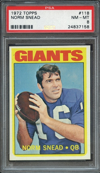 1972 TOPPS 118 NORM SNEAD PSA NM-MT 8