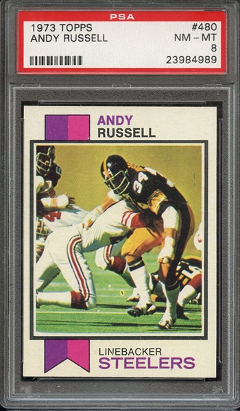 1973 TOPPS 480 ANDY RUSSELL PSA NM-MT 8