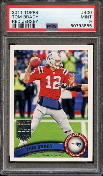 2011 TOPPS 400 TOM BRADY RED JERSEY PSA MINT 9