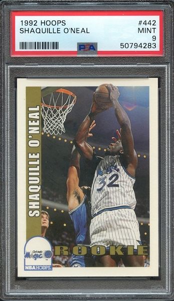 1992 HOOPS 442 SHAQUILLE O'NEAL PSA MINT 9