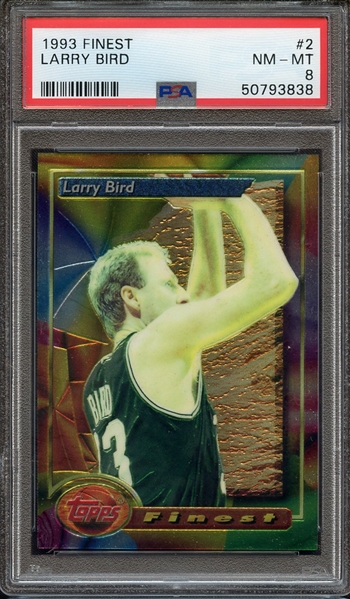 1993 FINEST 2 LARRY BIRD PSA NM-MT 8