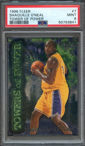 1996 FLEER TOWER OF POWER 7 SHAQUILLE O'NEAL TOWER OF POWER PSA MINT 9