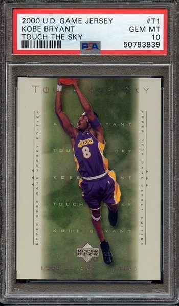 2000 UPPER DECK GAME JERSEY TOUCH THE SKY T1 KOBE BRYANT TOUCH THE SKY PSA GEM MT 10