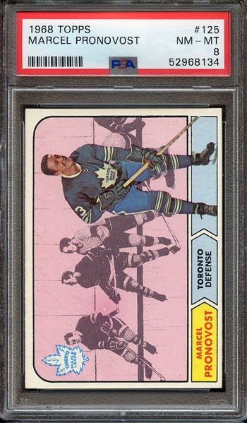 1968 TOPPS 125 MARCEL PRONOVOST PSA NM-MT 8