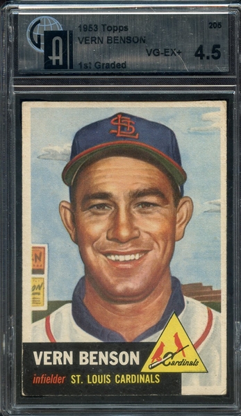 1953 TOPPS 205 VERN BENSON GAI VG-EX+ 4.5 FIRST GRADED