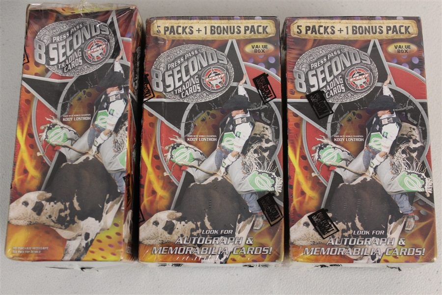 (3) 2010 PRESS PASS 8 SECONDS RODEO SEALED BOXES