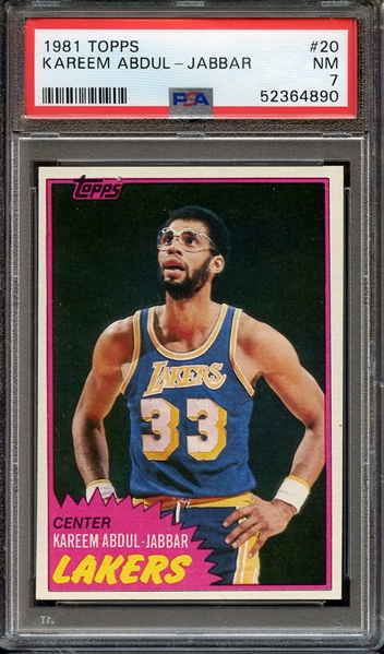 1981 TOPPS 20 KAREEM ABDUL-JABBAR PSA NM 7