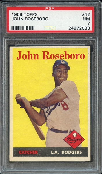 1958 TOPPS 42 JOHN ROSEBORO PSA NM 7