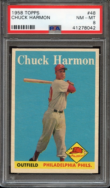 1958 TOPPS 48 CHUCK HARMON PSA NM-MT 8