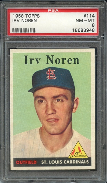 1958 TOPPS 114 IRV NOREN PSA NM-MT 8