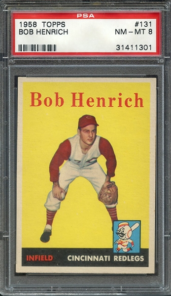 1958 TOPPS 131 BOB HENRICH PSA NM-MT 8