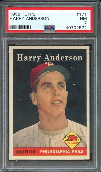 1958 TOPPS 171 HARRY ANDERSON PSA NM 7
