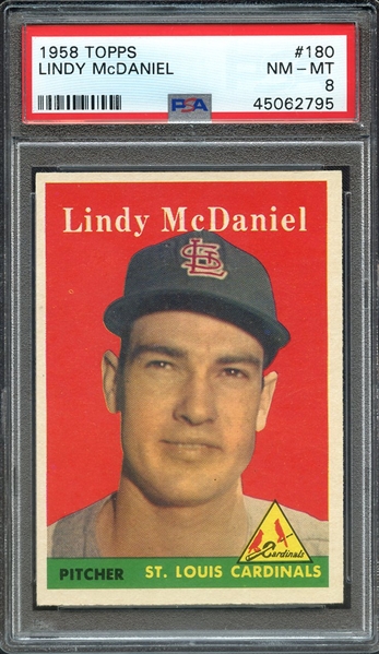 1958 TOPPS 180 LINDY McDANIEL PSA NM-MT 8