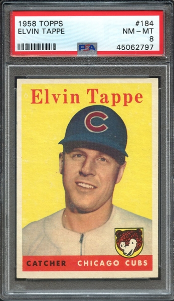1958 TOPPS 184 ELVIN TAPPE PSA NM-MT 8