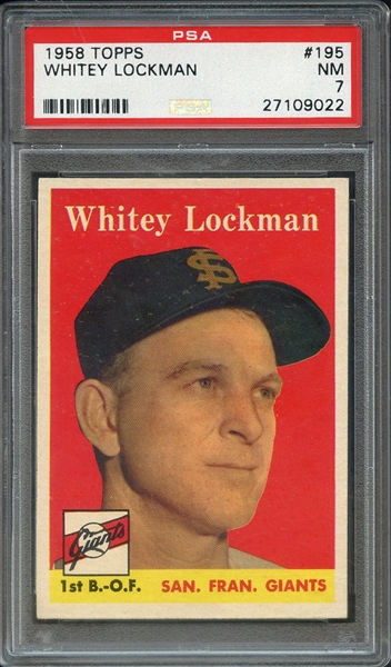 1958 TOPPS 195 WHITEY LOCKMAN PSA NM 7