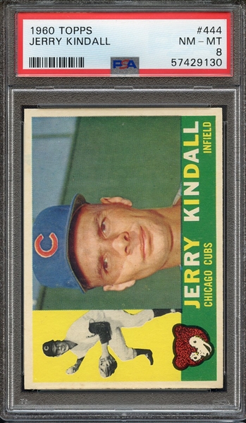 1960 TOPPS 444 JERRY KINDALL PSA NM-MT 8