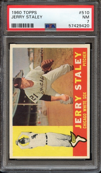 1960 TOPPS 510 JERRY STALEY PSA NM 7