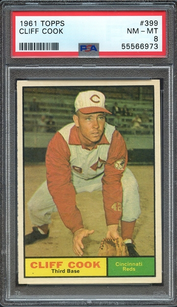 1961 TOPPS 399 CLIFF COOK PSA NM-MT 8