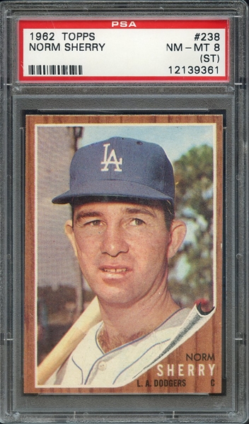 1962 TOPPS 238 NORM SHERRY PSA NM-MT 8 (ST)