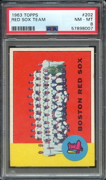 1963 TOPPS 202 RED SOX TEAM PSA NM-MT 8