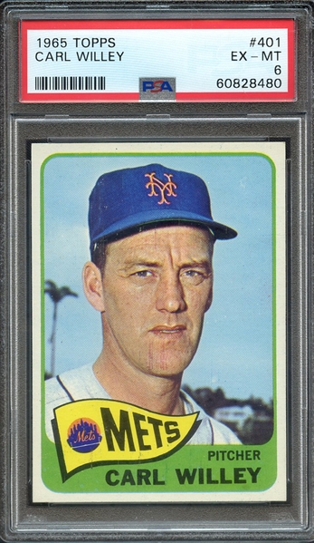 1965 TOPPS 401 CARL WILLEY PSA EX-MT 6